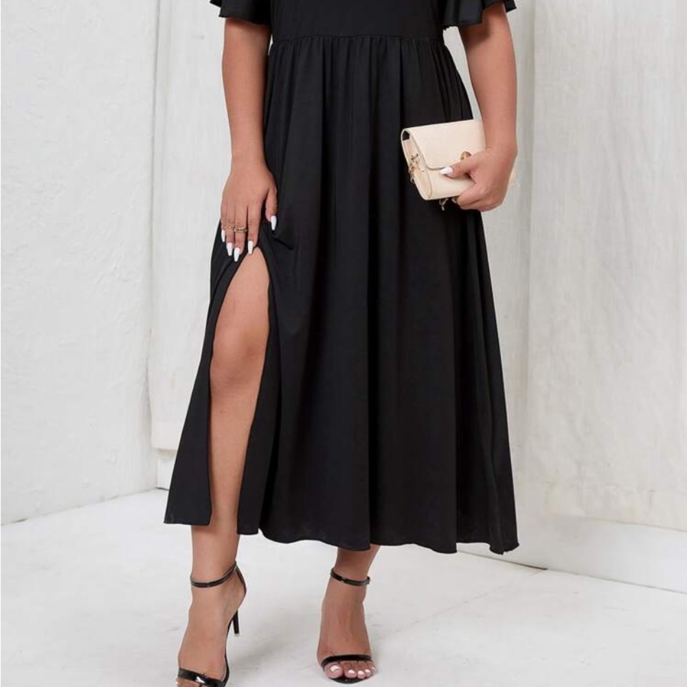 SHEIN Black Midi Dress